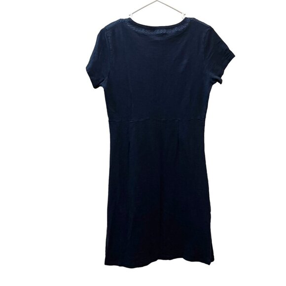 LL Bean Navy Blue Embroidered Short Sleeve Shift Dress Size XS - Picture 6 of 9